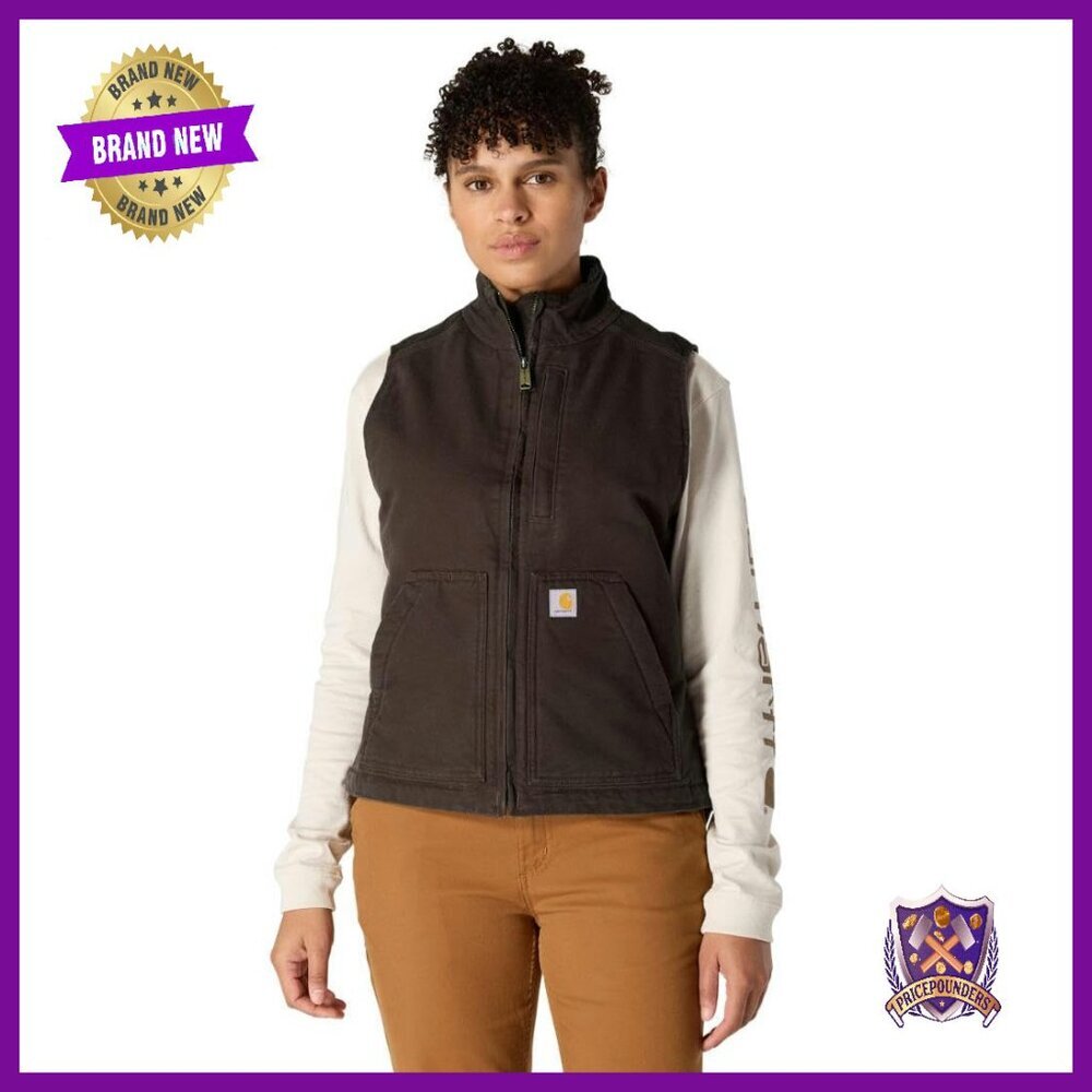 Relaxed Fit Sherpa-Lined Canvas Vest, 12oz Cotton Duck, Multiple Pockets